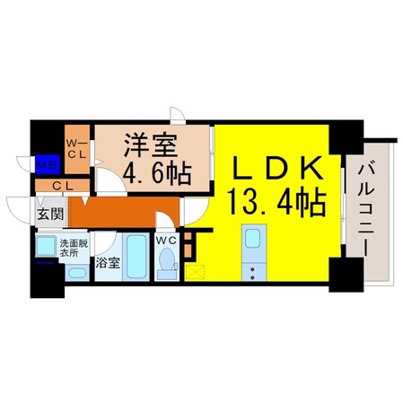 浅間町駅 徒歩9分 9階の物件間取画像